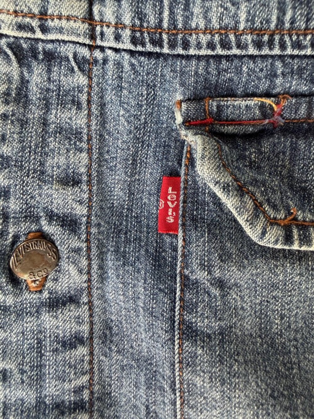 Levi’s Vintage Genuine Workwear Flannel Lined Denim Shirt Jacket Blue Shacket M - Picture 5 of 9